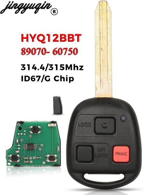 Jingyuqin HYQ12BBT Fernbedienung Autoschlüssel für Toyota Land Cruiser FJ TOY43 mit 3-Tasten-Schlüsselblatt, Schwarz, 314,4MHz/315Mhz, 4D67/G Chip - Bild 1