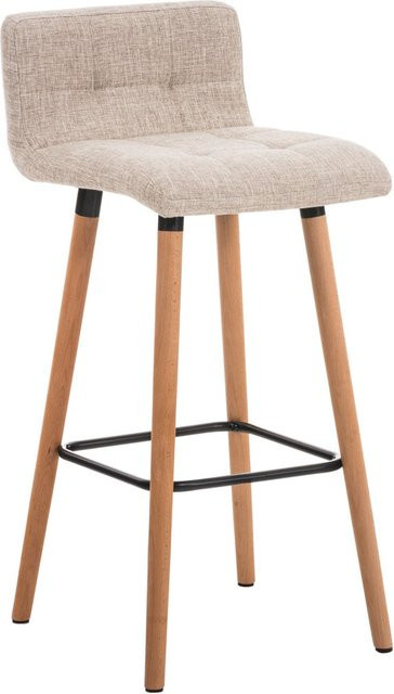 CLP Barhocker Lincoln mit Stoffbezug und Buche-Holzgestell, Thekenhocker mit Rückenlehne und Fußstütze, Sitzhöhe: 75 cm - Bild 1