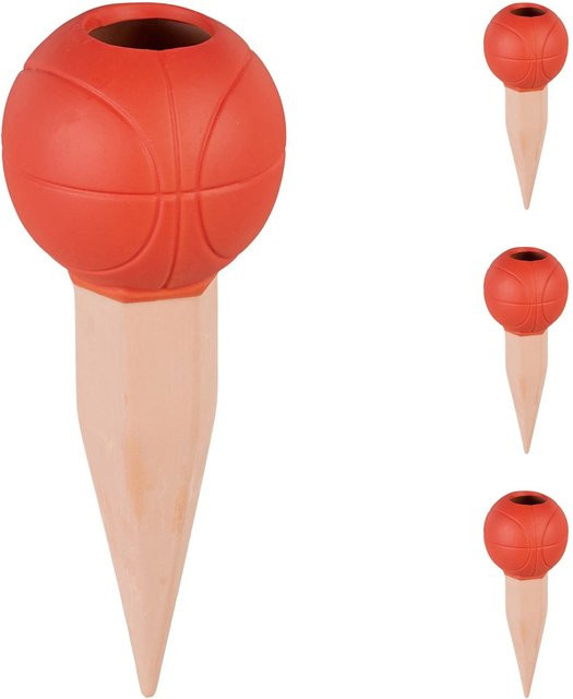 Relaxdays Tonkegel Basketball Keramik in Orange Terrakotta, 4er Set, Höhe: 17,5 cm, Durchmesser: 7 cm - Bild 1