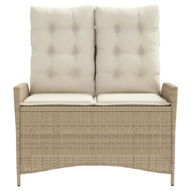 vidaXL Gartenbank aus Poly Rattan mit Kissen in Beige, verstellbar, B/T/H: 104 x 59 x 93 cm - Bild 2