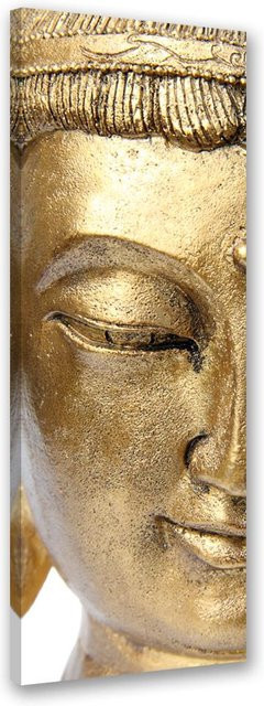 Leinwanddruck Feeby Goldenes Buddha-Gesicht Portrait B: 30 cm, H: 90 cm - Bild 1
