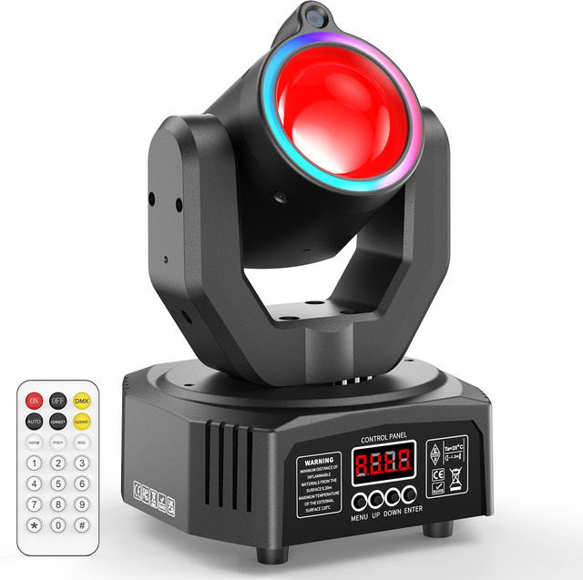 U'King Mini Moving Head LED Spot Beam 30W RGBW 4in1 mit Stroboskop-Effekt und DMX für DJ, Disco und Party, Schwarz - Bild 1