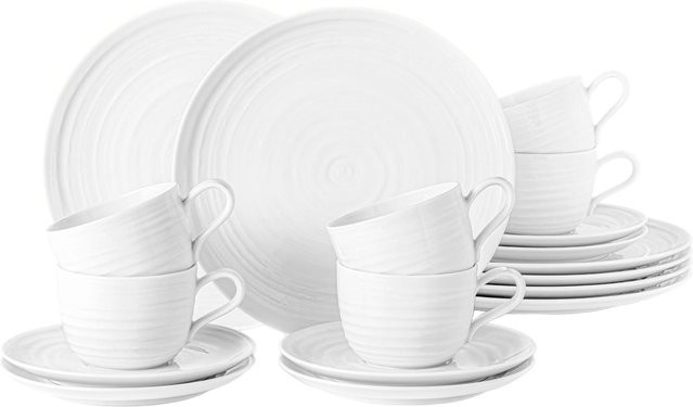 Seltmann Weiden Kaffeeservice Terra Uni aus Porzellan in Weiß, 18er Set - Bild 1