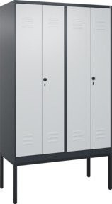 C+P PSA Doppel-Spind Classic PLUS Garderobenschrank mit 4 Abteilen, Gestell, Grau, H x B x T: 212 x 120 x 50 cm - Bild 1
