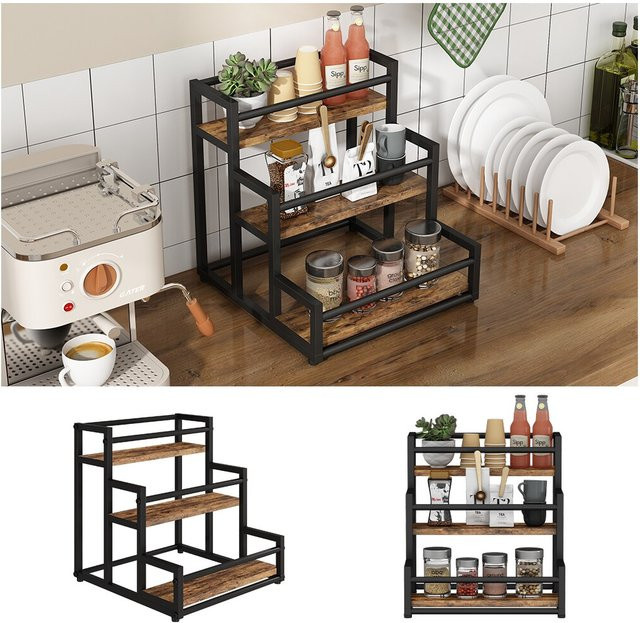 Vicco Küchenregal Fyrk Eiche rustikal mit 3 offenen Fächern B: 33 cm, T: 34 cm, H: 34 cm - Bild 1