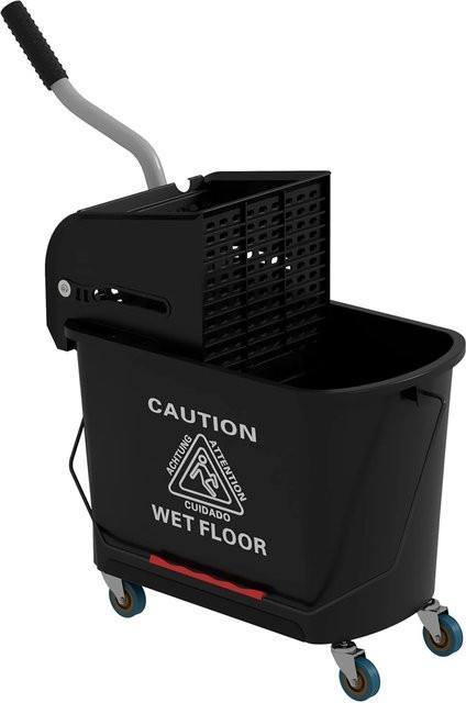 HOMCOM Putzwagen mit Wischmopp aus Kunststoff in Schwarz, H: 70,5 cm, B: 27 cm, Volumen: 60 l - Bild 1