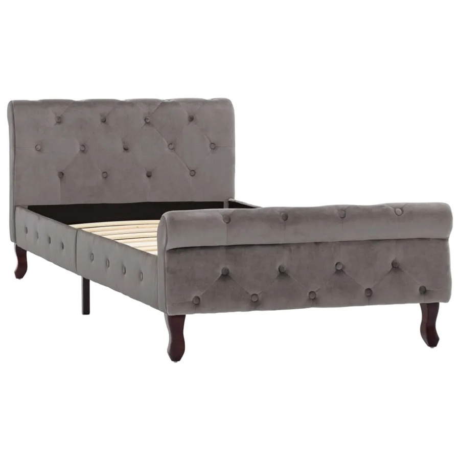 vidaXL Bettgestell aus Samt in Grau, B/T/H: 90 x 200 x 226 cm - Bild 2