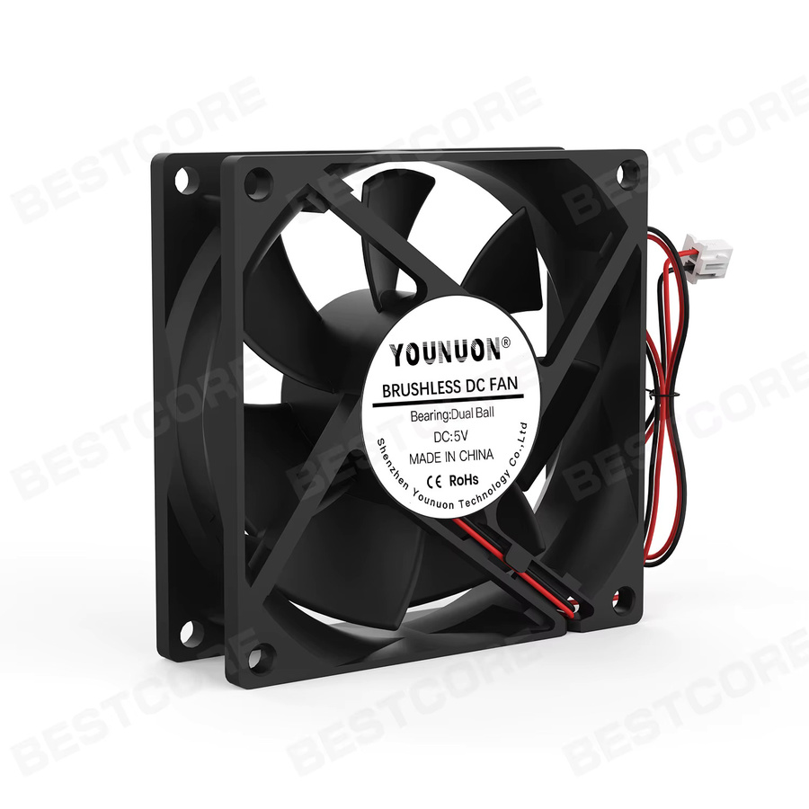 Younun Axial-Lüfter 8025 bürstenloser Kühler mit zwei Kugellagern, Schwarz, B/T/H: 80 x 80 x 25 mm - Bild 2