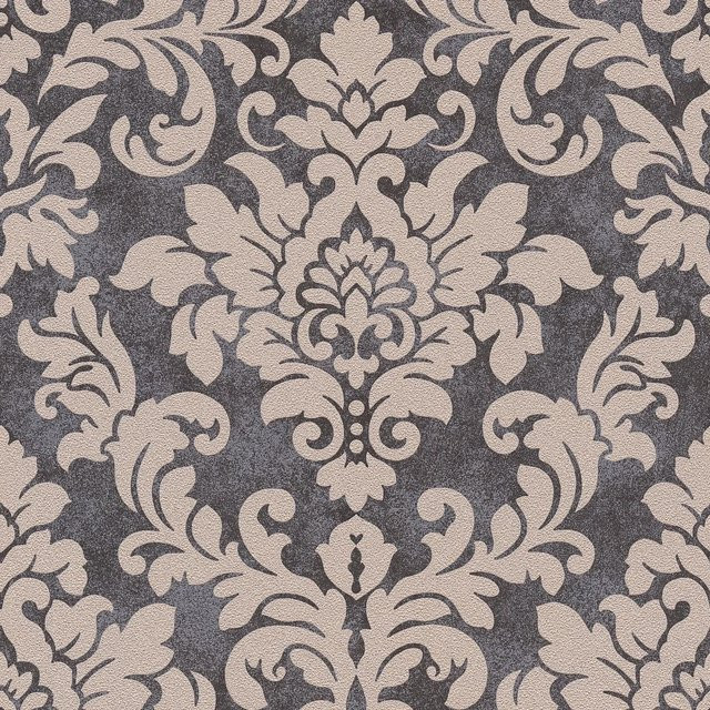 Profhome Barock Tapete Glitzer in Schwarz Silber Beige, Vlies, 0,53 m x 10,05 m - Bild 1