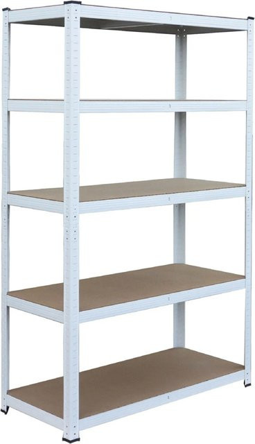 Relaxdays Schwerlastregal aus Metall in Weiß mit 5 Ebenen, teilbar, B/T/H: 100 x 30 x 180 cm - Bild 1