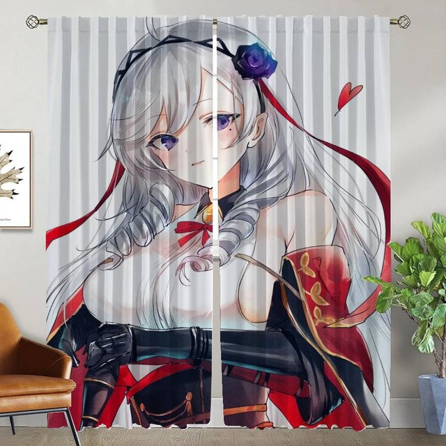 Azur Lane Verdunkelungsvorhang mit Grafik-Design, 2 Paneele, Mehrfarbig, B: 50 cm, H: 70 cm - Bild 1