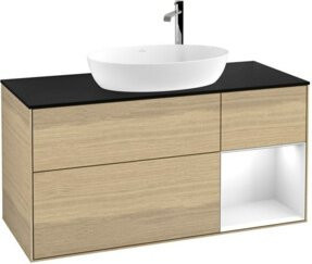 V&B Waschtischunterschrank Finion in Weiß und Braun mit Eichen-Dekor, Breite: 120 cm, Tiefe: 50,1 cm, Höhe: 50,1 cm - Bild 1