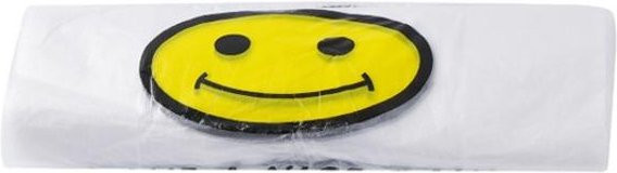 MENGN Top Transparente Plastiktüte mit Smiley-Motiv für den Einkauf, 100 Stück, Weiß, B: 20 cm, H: 30 cm - Bild 1