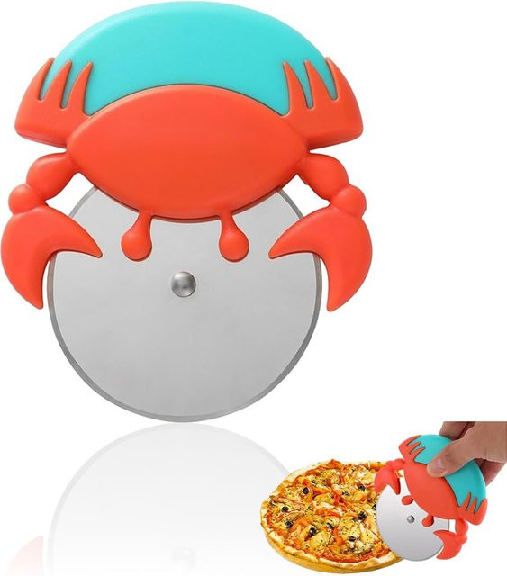 Krabbenförmiger Pizzaschneider LMETJMA aus Edelstahl mit scharfer Klinge und Komfortgriff in Silber und Multicolour - Bild 1