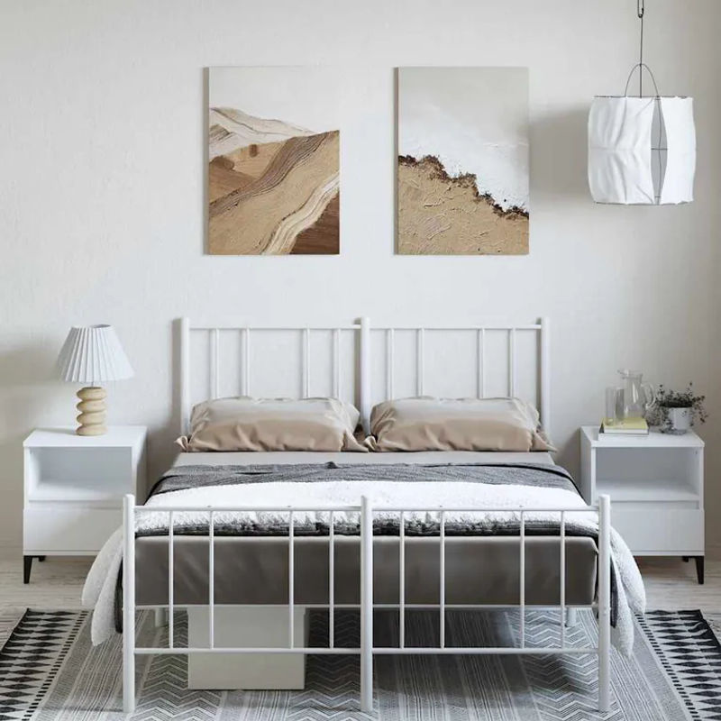 Vidaxl Metall-Bettgestell mit Kopfteil und Fußteil in Weiß, B/T/H: 150 x 200 cm - Bild 3
