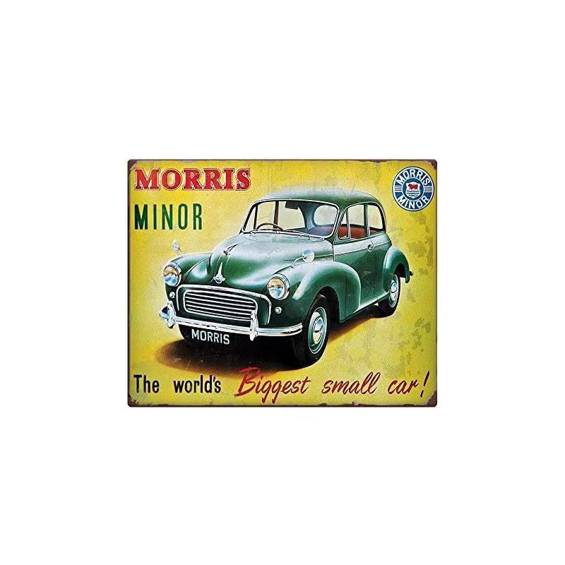 Unoopler Morris Minor Retro-Auto Metall-Straßenschild mit Rost-Effekt, Mehrfarbig, B: 20,0 cm, H: 14,0 cm - Bild 2