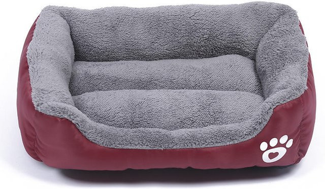 Orthopädisches Hundebett PawHaven in Rot mit Streifenmuster, Material: Mikrofaser, B/T/H: 54 x 42 cm - Bild 1