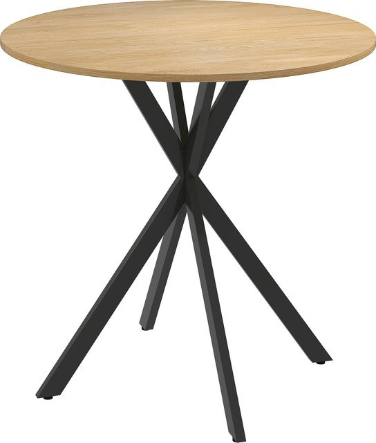 HOMCOM Esstisch im Industriestil mit Stahlbeinen, runder Küchentisch in Eiche, Durchmesser: 80 cm, Höhe: 75 cm - Bild 1