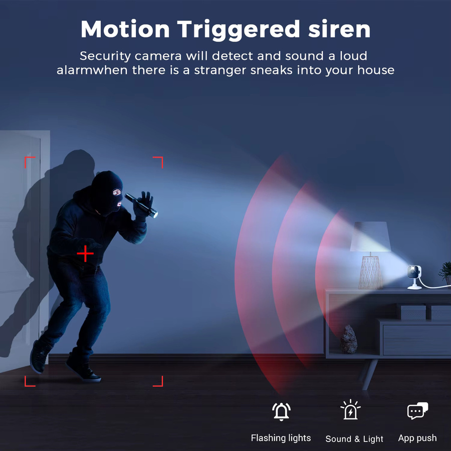 ANBIUX 4er-Pack Mini WiFi Smart Home Sicherheitskamera in Weiß mit AI Bewegungserkennung, App-Steuerung und Unterstützung für Alexa und Google - Bild 3