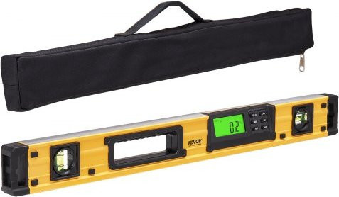 VEVOR Magnetische Wasserwaage Torpedo-Wasserwaage mit LED-Hintergrundbeleuchtetem Display und Gravitationssensor aus Aluminiumlegierung, Gelb, Länge: 60 cm - Bild 1