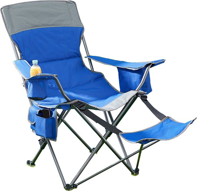 Genialo Camping-Stuhl mit Beinablage und Armlehnen in Blau - Bild 1