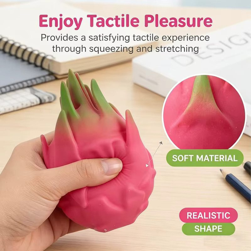 Jumbo Drachenfrucht Squishy Stressabbau-Spielzeug, Realistisches Langsam Aufsteigendes Frucht-Quetsch-Sensorikspielzeug - Bild 2