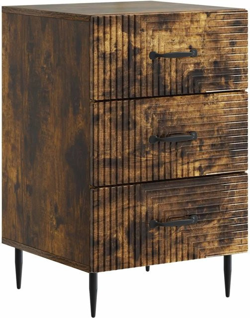 vidaXL Nachttisch aus Holzwerkstoff in Geräucherte Eiche, Farbe Braun, B/T/H: 43 x 41 x 66,5 cm - Bild 1