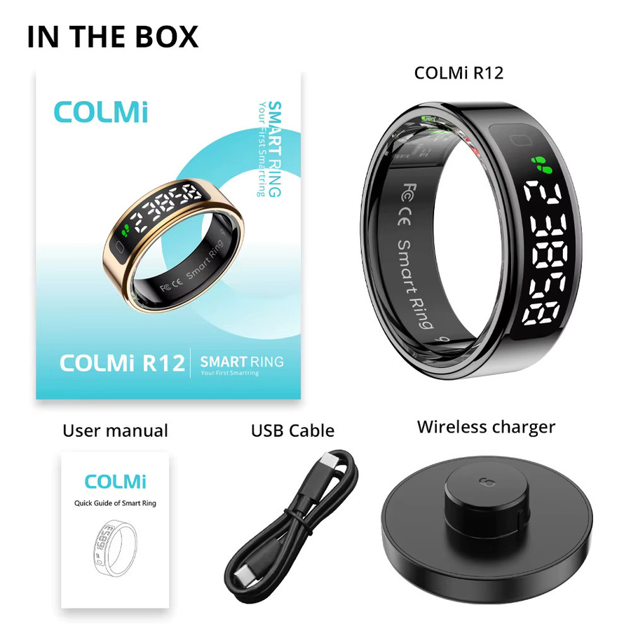 COLMI R12 Smart Ring mit Bildschirm und Touch, Schwarz, Unisex, 5 ATM wasserdicht mit Gesundheitsmanager und kabellosem Laden - Bild 5