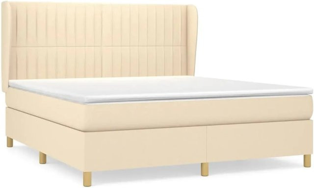 vidaXL Boxspringbett Hybrid mit Matratze und Taschenfederkern in Beige, B/T/H: 160 x 200 x 128 cm - Bild 1