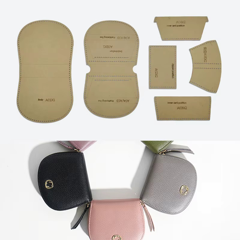 YOMDID 6er Set DIY Leder-Brieftaschen-Vorlage aus Kraftpapier für handgemachte Geldbörsen mit Reißverschluss - Bild 1