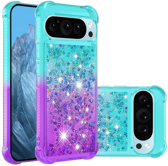 Bling Flüssig Glitzer Schutzhülle für Google Pixel 10 9 8 Pro XL in Grün Multicolour - Bild 1