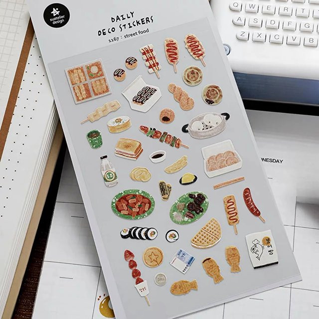 Suatelier Street Food Papieraufkleber für Scrapbooking und DIY Tagebuch, Mehrfarbig - Bild 1