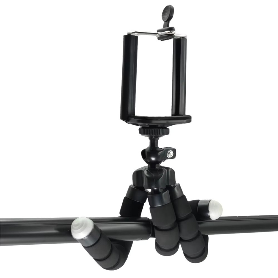AKwing Mini-Stativ für Smartphone und Kamera in Silber mit Halterungsclip und Oktopus-Funktion - Bild 5