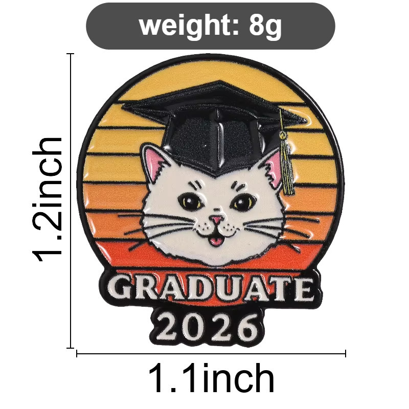 QIHE JEWELRY Anstecknadel, Weiße Katze mit Doktorhut, Weiß - Bild 3