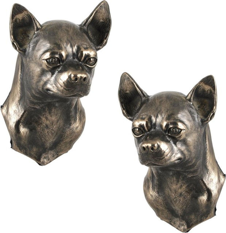 Hängende Chihuahua Hundestatue in Braun von Art-Dog aus Kunstharz und Metall - Bild 1