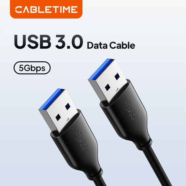 CABLETIME USB-A auf USB-A Kabel C266, USB 3.0 Extender mit 5 Gbit/s, Schwarz - Bild 1