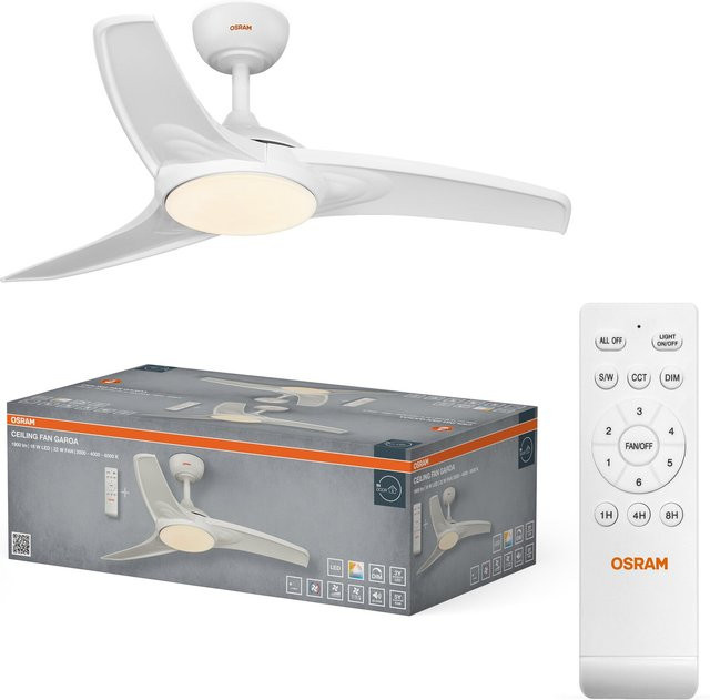 OSRAM LED Deckenventilator Garoa, Weiß, Durchmesser: 106,5 cm, 40W, 1100lm, CCT - Bild 1
