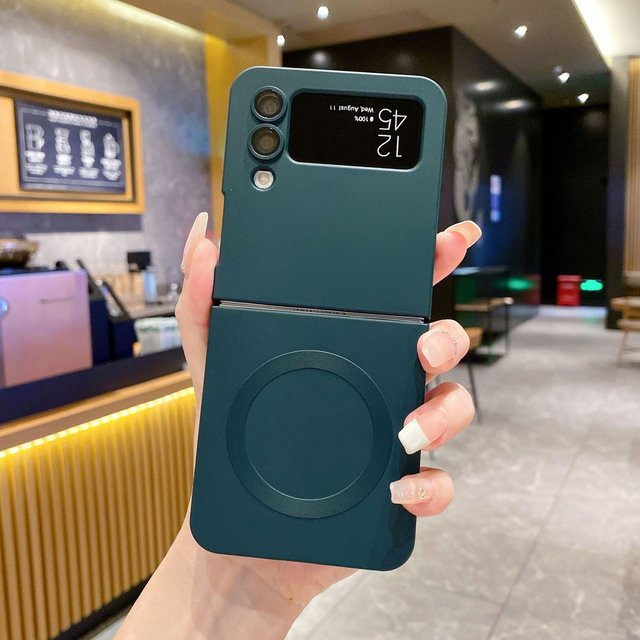 Samsung Magnetische Schutzhülle für Samsung Z Flip 3, Z Flip 4, Z Flip 5 und Z Flip 6 in Flüssigmetall-Optik, kabelloses Laden möglich - Bild 1