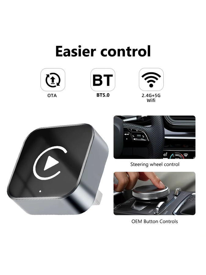 ZRGAE 2in1 Wireless Carplay und Android Auto Adapter in Schwarz für Toyota, Honda und VW - Bild 1
