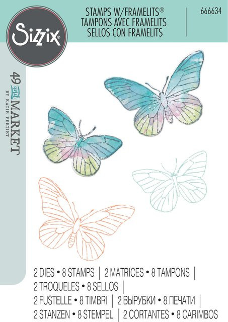 Sizzix Painted Pencil Butterflies Clear Stamps und Framelits Set - Bild 1