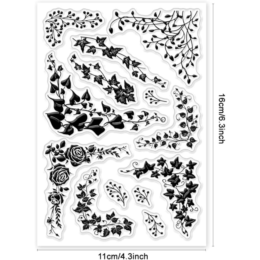 Rebeecken Transparenter Silikon-Stempel mit Pflanzen- und Blumen-Silhouette - Bild 5