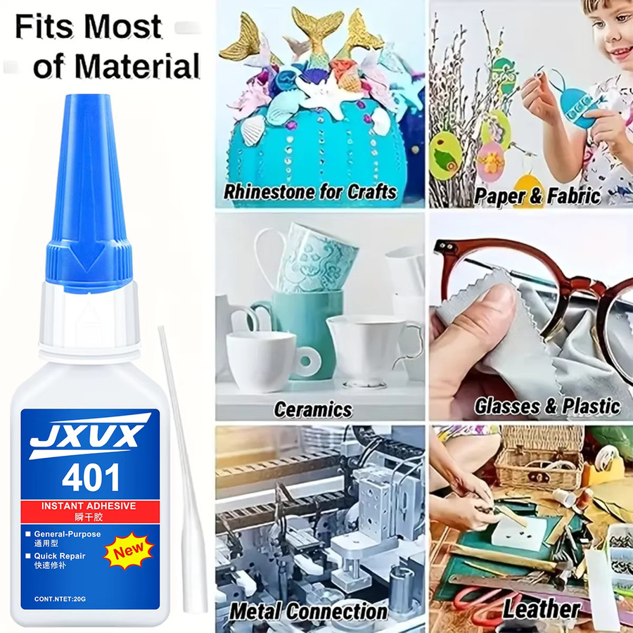 LOOLIFL Super Glue Pro Kit 406/480 Medium Cyanacrylat-Kleber mit Präzisionsspitze und verstopfungsfreier Kappe, 20 g - Bild 3