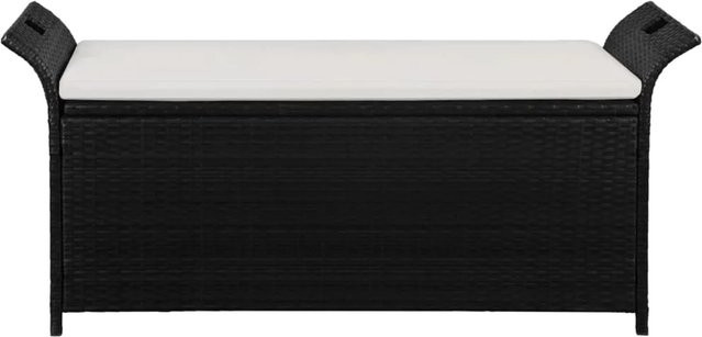 vidaXL Truhenbank aus Poly Rattan mit Polster in Schwarz - Bild 1