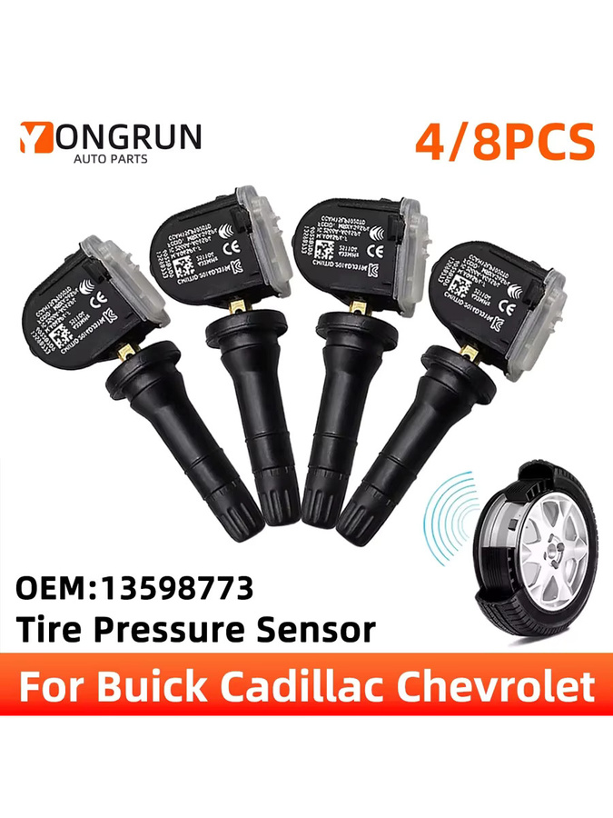 YONGRUN Reifendrucksensor Set 13598773 in Schwarz für Cadillac Buick Chevrolet Reifendrucküberwachungssystem (4/8 Stück) - Bild 7