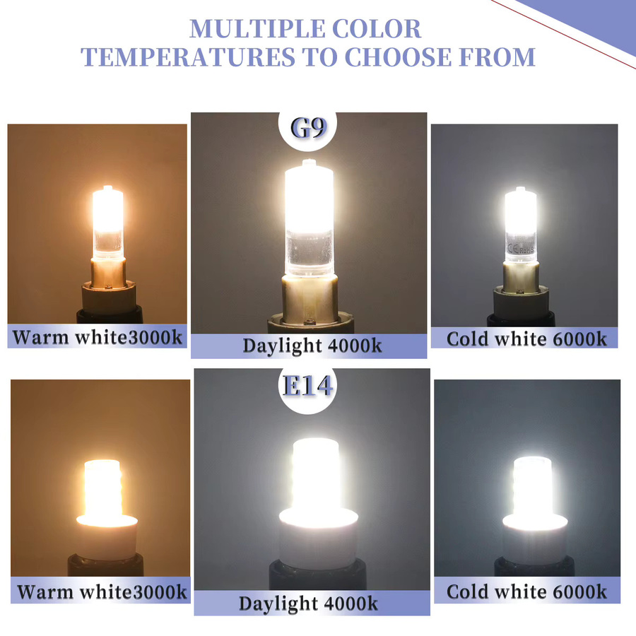 10 Stück G9 E14 LED-Maisbirnen Set, 2,5 W SMD2835 LED-Lampen, Weiß, Ersatz für 40 W Halogenlampen, 220-230 V - Bild 2