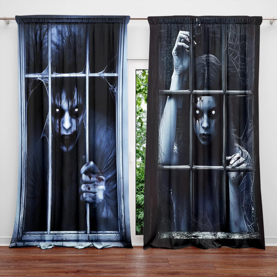 Set aus 2 Polyester-Vorhängen mit Männer- und Frauen-Print für Schlafzimmer, Büro oder Küche, Breite: 100 cm, Höhe: 70 cm - Bild 5