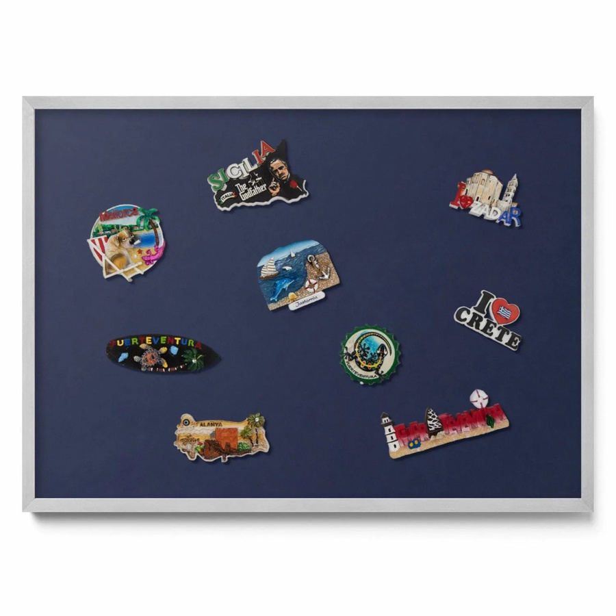 Tulup Magnettafel aus Metall für die Wand, Dunkelmarineblau mit silbernem Rahmen, B: 70 cm, H: 50 cm - Bild 2
