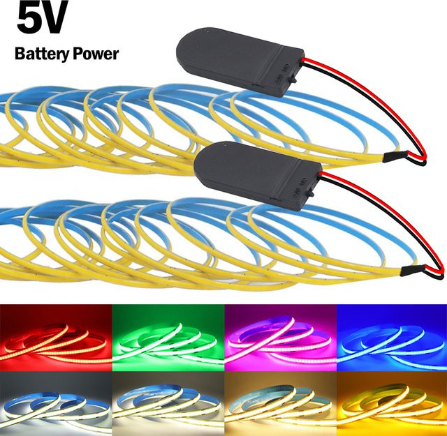HAGAHA COB LED Streifen RGB Multicolour 5V mit 320 LEDs pro Meter, selbstklebend - Bild 1