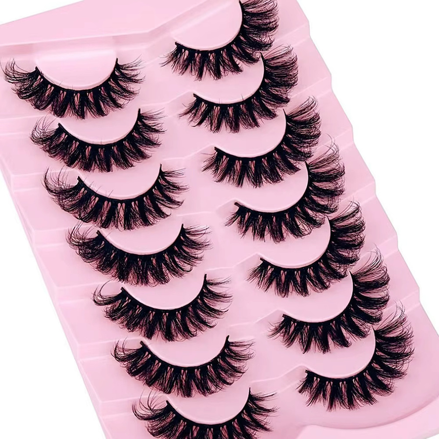 JIEFUXIN Falsche Wimpern Wispy Katze Look, Black, 7 Paare, Unisex - Bild 6