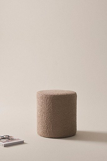 Jotex Pouf LEIDEN in Beige mit Bouclé-Bezug, Durchmesser: 40 cm - Bild 1